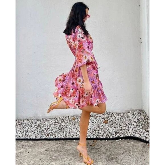 Rachel Parcell Belted Floral Long Sleeve Tiered Shirtdress Botanical Floral 4 - Picture 4 of 16